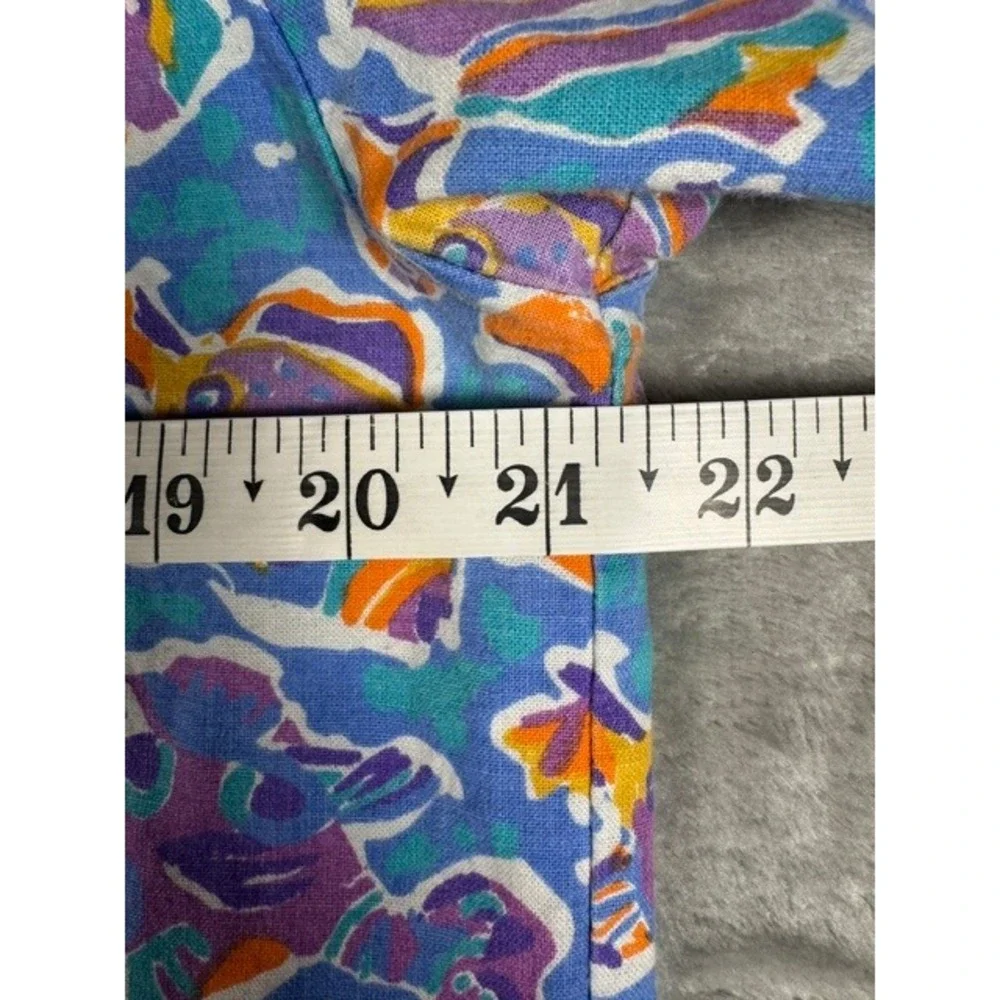 Jantzen Shirt/Short Set Women's 14 Blue Tropical Fish Print Vintage 2 Piece
